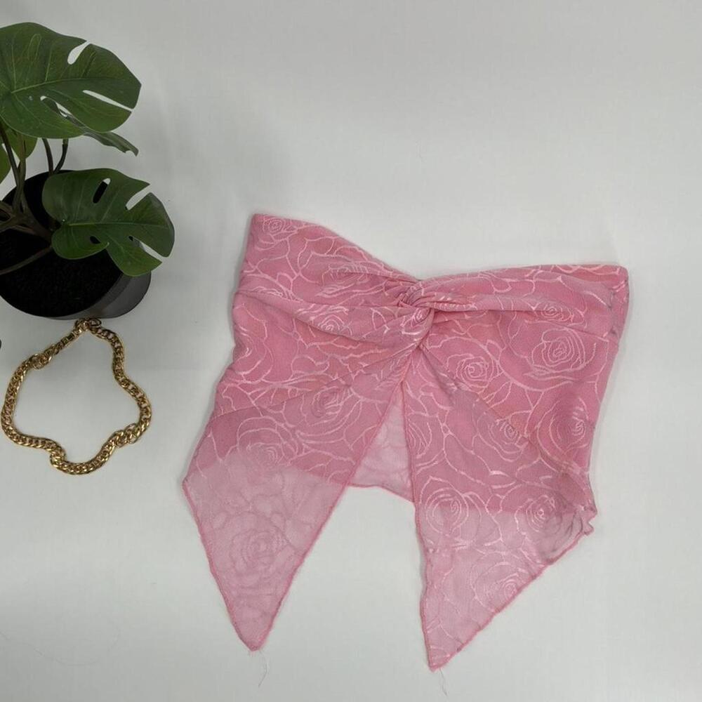 Women's Pink lace bandeau Crop-top